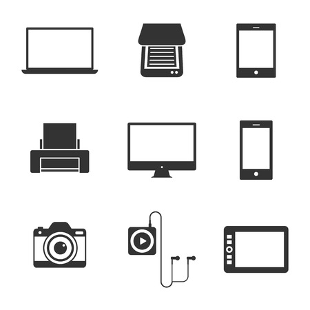Set of icons - modern devices, silhouettesのイラスト素材