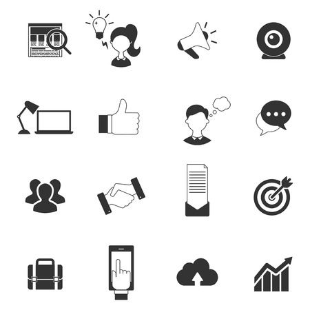 Set of web and social media icons, silhouettesのイラスト素材