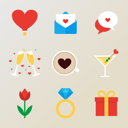 Set of romantic iconsのイラスト素材