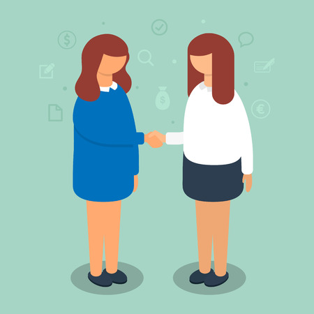 Handshake between two women, vector illustrationのイラスト素材