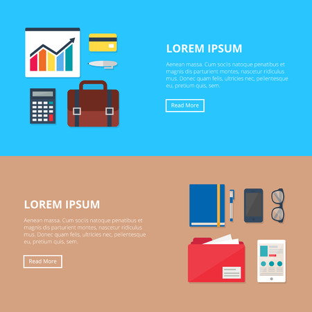 Banners for web: business. Vector illustration, hero images, flat style workのイラスト素材