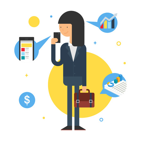 Illustration of a businesswoman, flat styleのイラスト素材