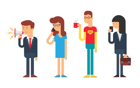 Set of four modern character, flat styleのイラスト素材