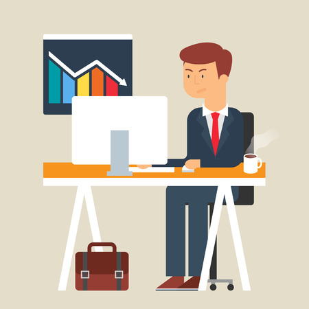 Vector illustration of an unsuccessful businessman, flat styleのイラスト素材