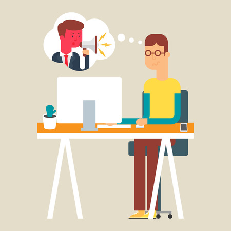 Illustration of an abashed and disappointed employee, flat styleのイラスト素材
