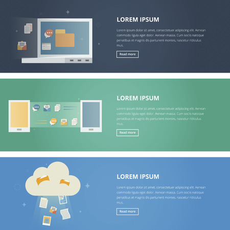 Technology banners for web - data communication, cloud computingのイラスト素材