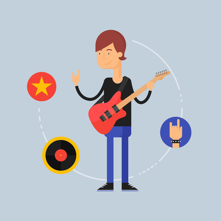 Character - musician, music concept. Vector illustration, flat styleのイラスト素材