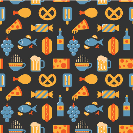Food and drink pattern, flat styleのイラスト素材
