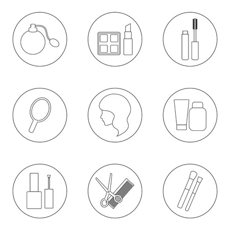 Vector set of thin outline style beauty iconsのイラスト素材