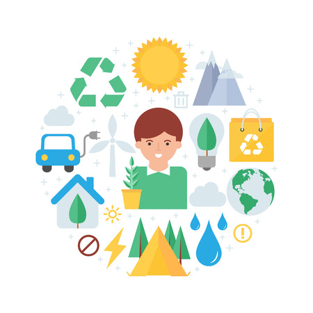 Ecology abstract flat style vector illustrationのイラスト素材