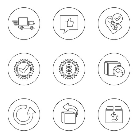 Set of logistics and delivery icons, thin outline styleのイラスト素材