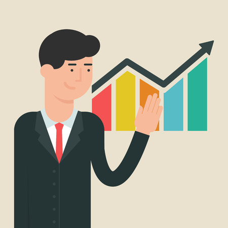 Vector illustration of a businessman presentation, flat styleのイラスト素材