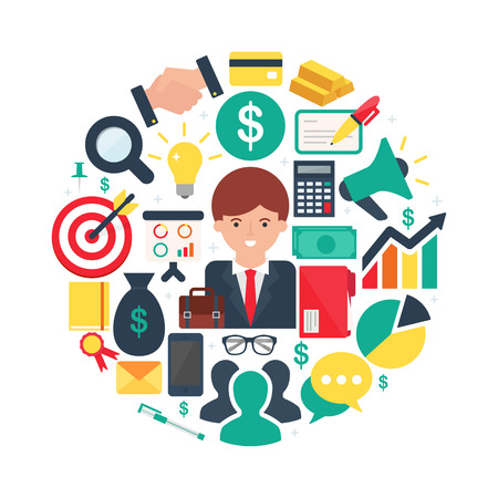 Business and finance abstract flat style vector illustrationのイラスト素材