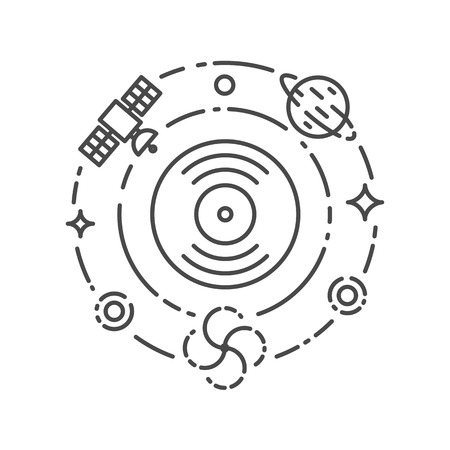 Music concept. Ambient, chillout, space, electronic music. Vector illustration, outline styleのイラスト素材