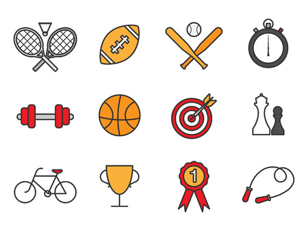 Vector set of colorful outline style sport iconsのイラスト素材