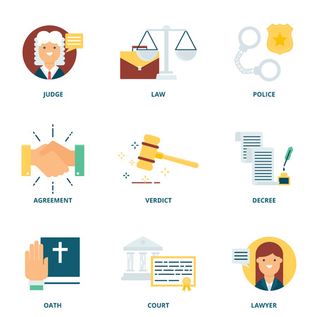 Law vector icons set modern flat styleのイラスト素材