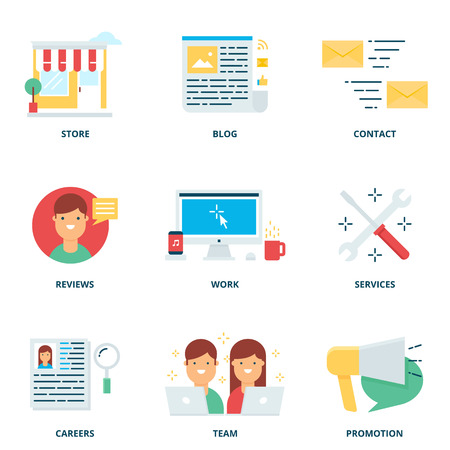 Website navigation vector icons set modern flat styleのイラスト素材