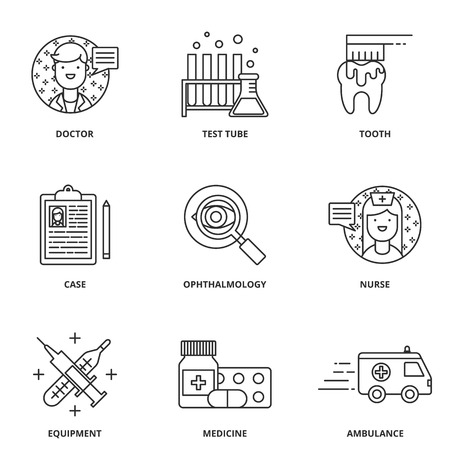 Medical vector icons set modern line styleのイラスト素材