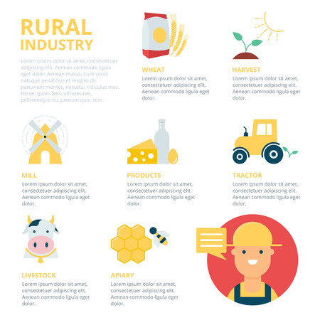Rural industry infographic, vector illustrationのイラスト素材