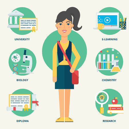 Occupation: Student. Vector illustration, flat styleのイラスト素材