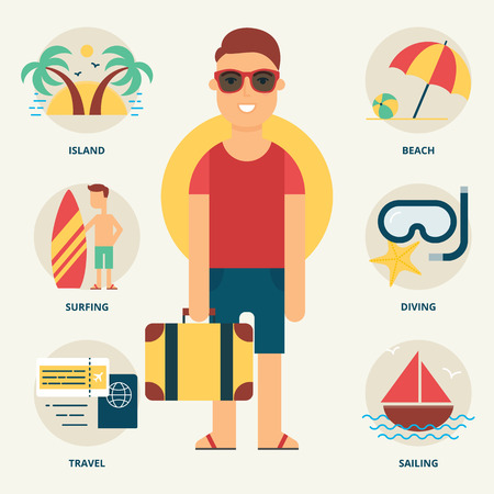 Tourist. Vector illustration, flat styleのイラスト素材