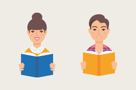 Vector illustration of students holding books, education conceptのイラスト素材
