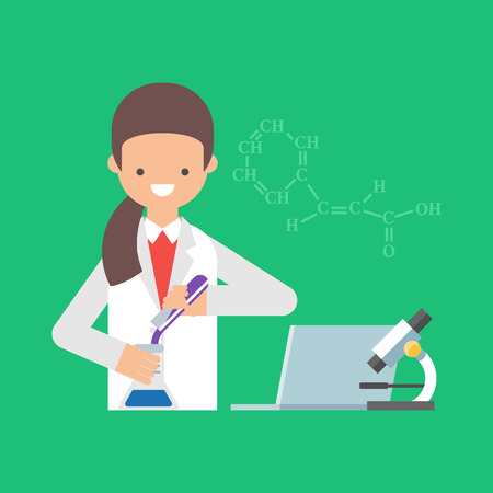 Vector illustration of a scientist working in a labのイラスト素材
