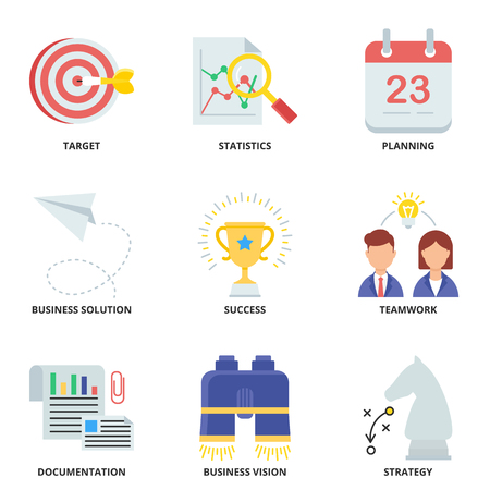 Business flat vector icons setのイラスト素材