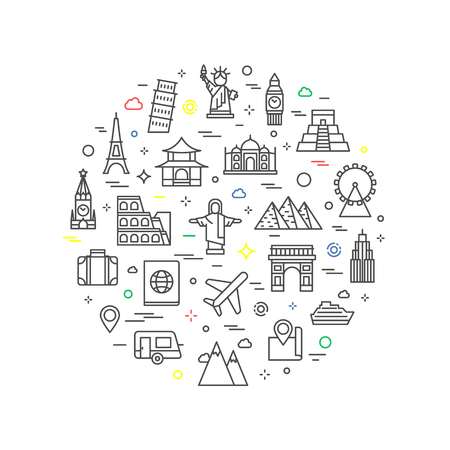 Landmarks abstract vector illustration, travel concept, line styleのイラスト素材