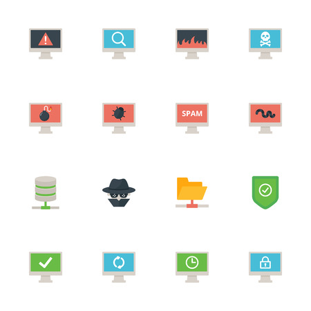 Computer viruses and network icons setのイラスト素材
