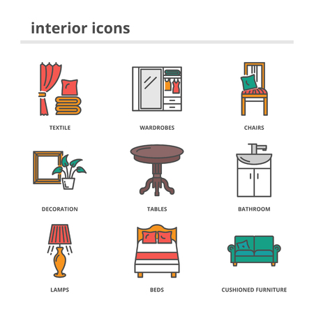 Home interior icons setのイラスト素材