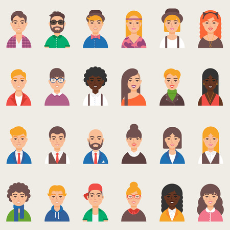 Set of avatars illustration flat styleのイラスト素材