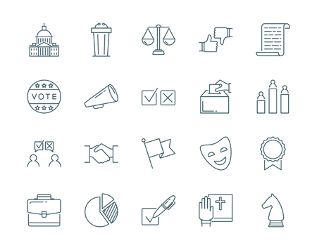 Politics and election vector icons set modern line styleのイラスト素材