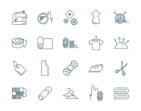 Sewing vector icons set modern line styleのイラスト素材