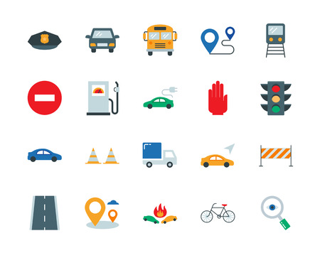 Road traffic colorful vector icons set flat styleの写真素材