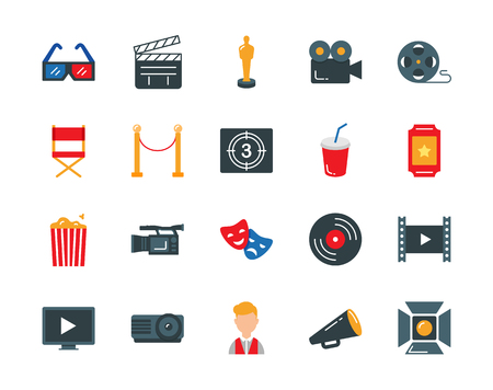 Cinema colorful vector icons set flat styleのイラスト素材