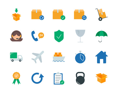 Cargo and logistics  colorful vector icons set flat styleの写真素材