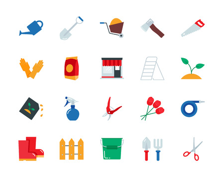 Gardening colorful vector icons set flat styleの写真素材