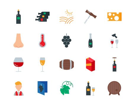 Wine colorful vector icons set flat styleの写真素材