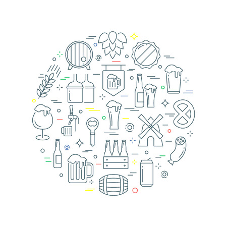 Beer abstract vector illustration line styleのイラスト素材
