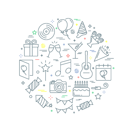 Party and birthday abstract vector illustration line styleのイラスト素材