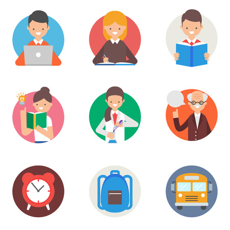 Education and learning vector icons set flat styleのイラスト素材