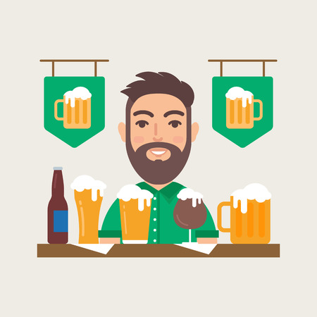 Beer bar pub vector illustration flat styleのイラスト素材