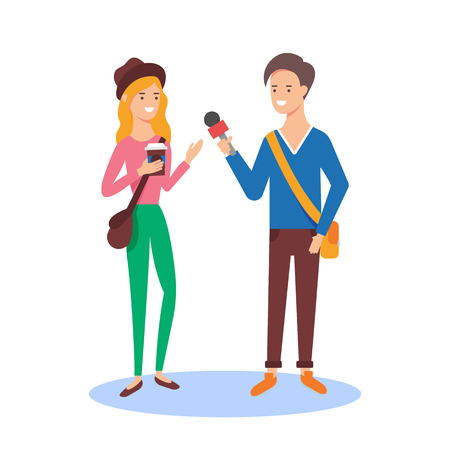 Reporter taking the interview, mass media concept vector illustrationのイラスト素材