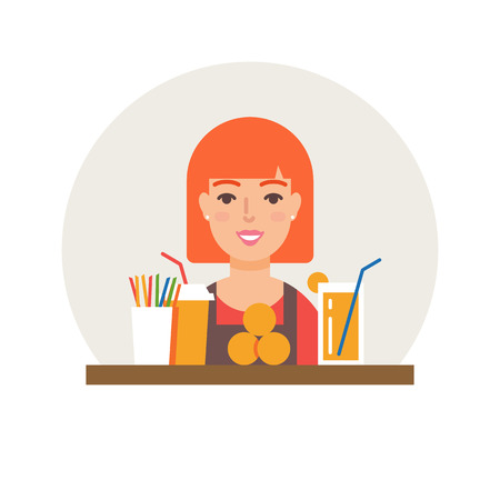Small business - fresh juices bar vector illustration flat styleのイラスト素材