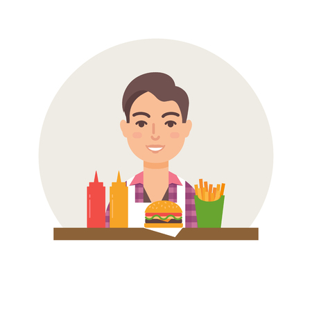 Small business - burger restaurant vector illustration flat styleのイラスト素材