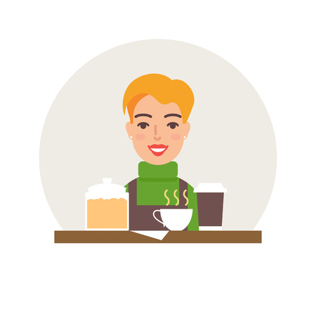 Small business - coffee shop vector illustration flat styleのイラスト素材