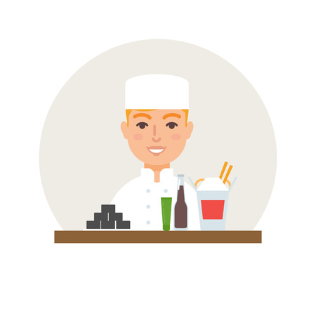 Small business - sushi bar vector illustration flat styleのイラスト素材