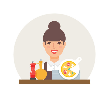 Small business - pizzeria vector illustration flat styleのイラスト素材