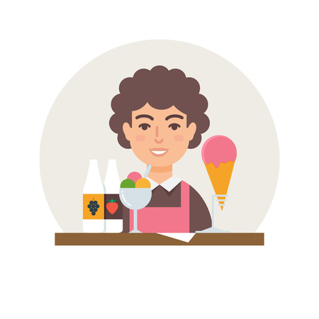 Small business - ice cream shop vector illustration flat styleのイラスト素材